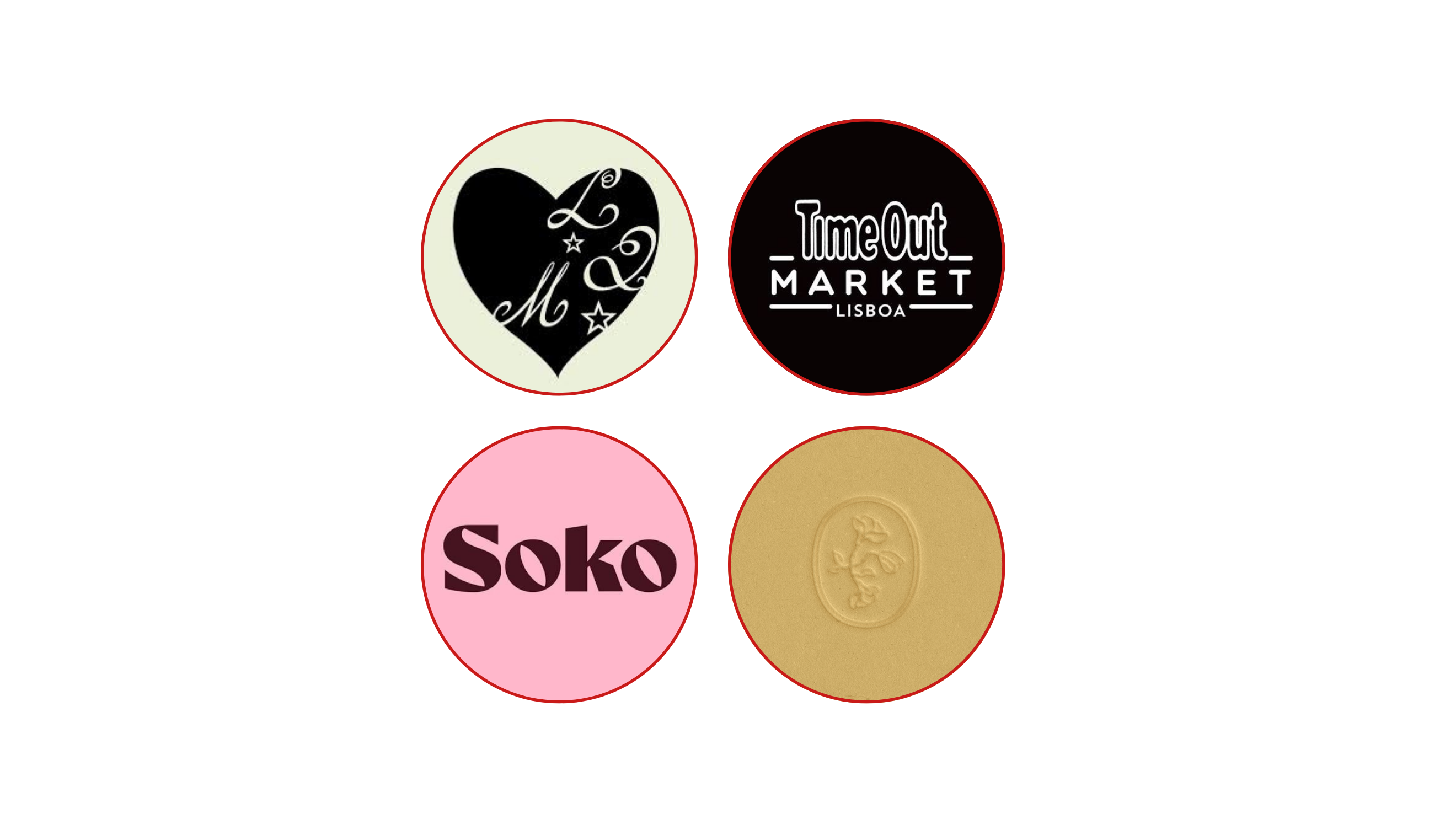Logótipos das marcas: Time Out Market, Soko e outras