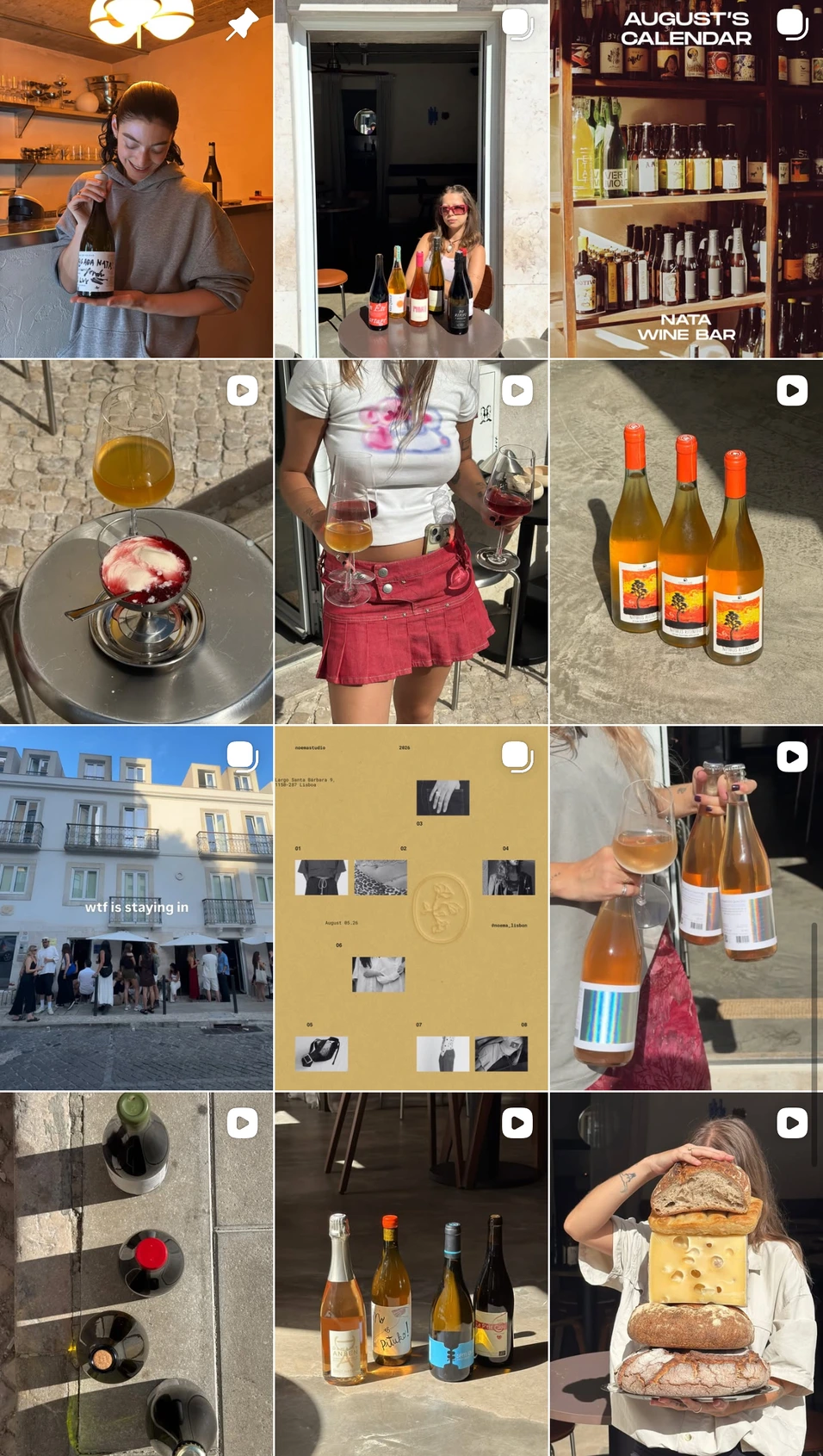 Grelha de publicações Instagram da Nata Wine Bar